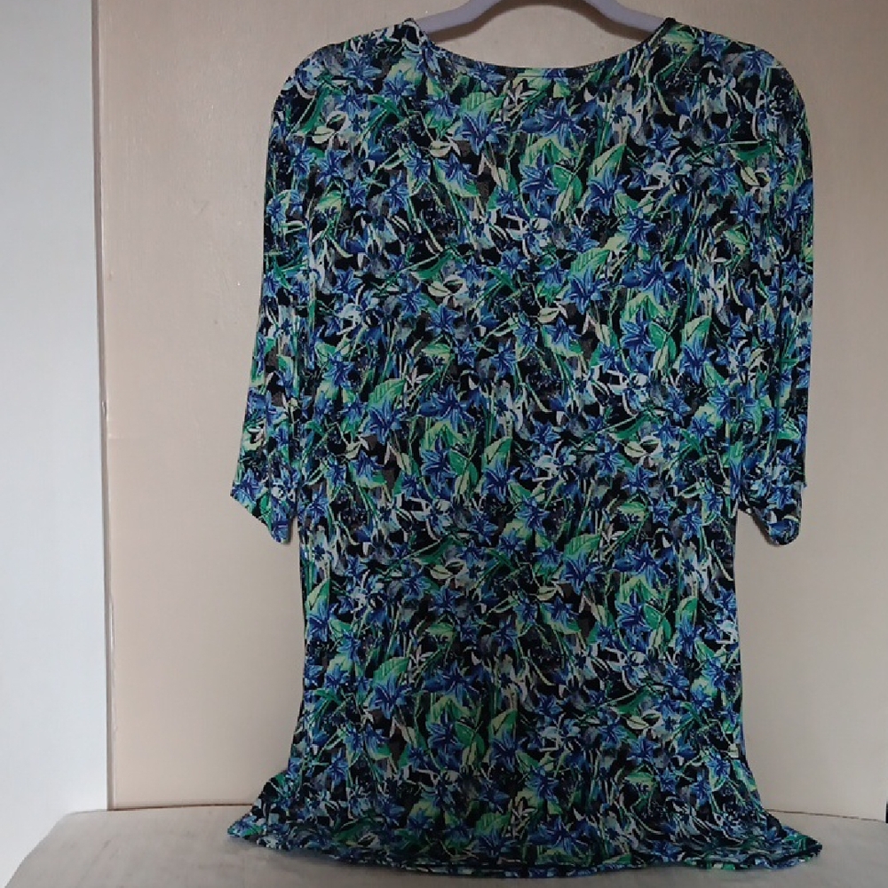 🩵Dana Buchman Crossover Blouse in Sea Blue Green - Picture 6 of 8